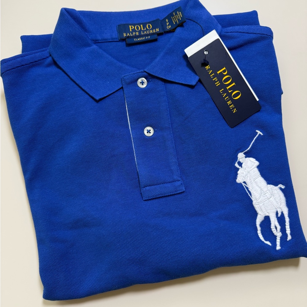 Polo Ralph Lauren Classic Fit Blue Polo Shirt Short Sleeve Logo Embroidered S
